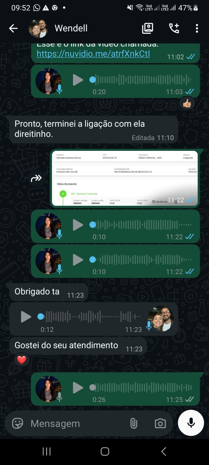 Print de depoimento de cliente aprovado